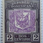 1905 coat of arms republica dominicana 2 dos centavos black purple color stamp