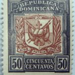 1905 coat of arms republica dominicana 50 cincuenta centavos black brown color stamp diso patria libertad