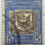 1906 1910 coat of arms republica dominicana 5 cinco centavos ultramarine black color stamp dios patria libertad