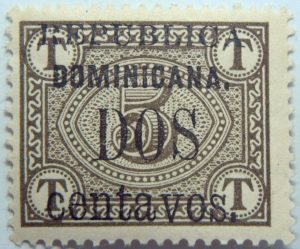 1906 postage due stamps overprinted republica dominicana. dos centavos 2 5 browish olive color