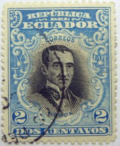 1907 presidents republica del ecuador correos 2 dos centavos diego noboa 1789 1879 light blue black stamp