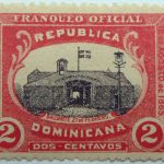 dominican republic official stamp 1909 1912 bastion 2 dos centavos franqueo oficial rose black