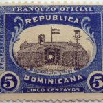 dominican republic official stamp 1909 1912 bastion 5 cinco centavos franqueo oficial blue black