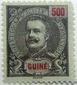 portuguese guinea 1898 1901 king carlos i stamp red black 500 guine reis correios portugal