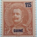 portuguese guinea 1903 1905 king carlos i stamp brown black rose paper 115 guine reis correios portugal