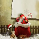 christmas decoration 2560x1440 present gifts teddy bear snow 4k 3947